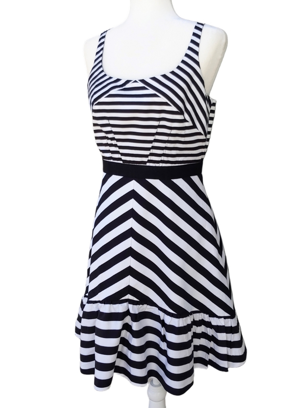 McGinn Black & White Striped Cocktail Dress Women's size 8